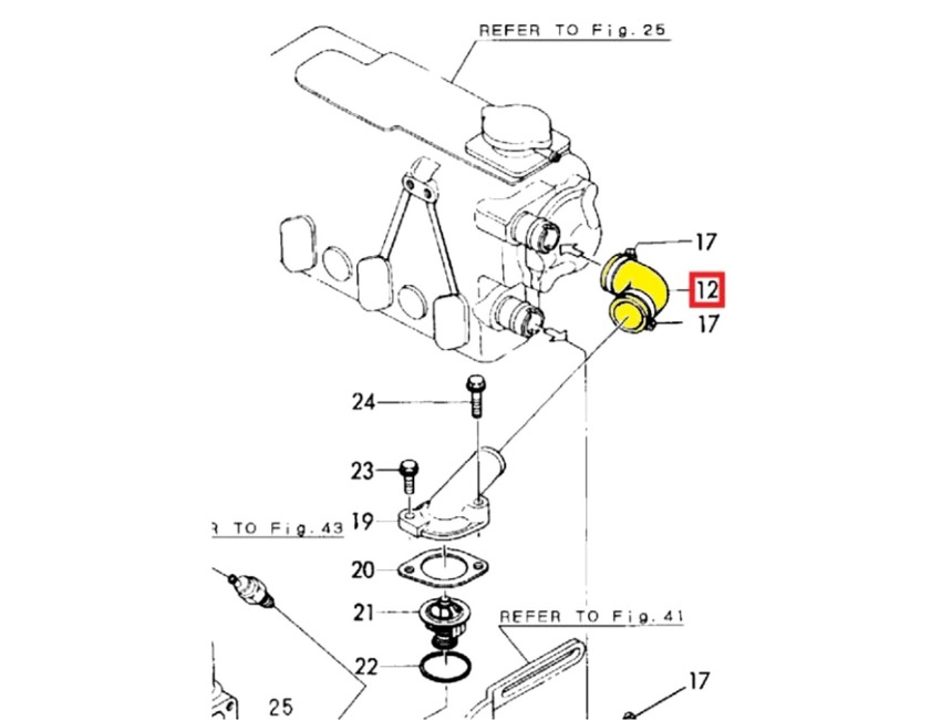 YANMAR 4JH Sea Water hose Pipe 12947049260 3JH3E Bottom